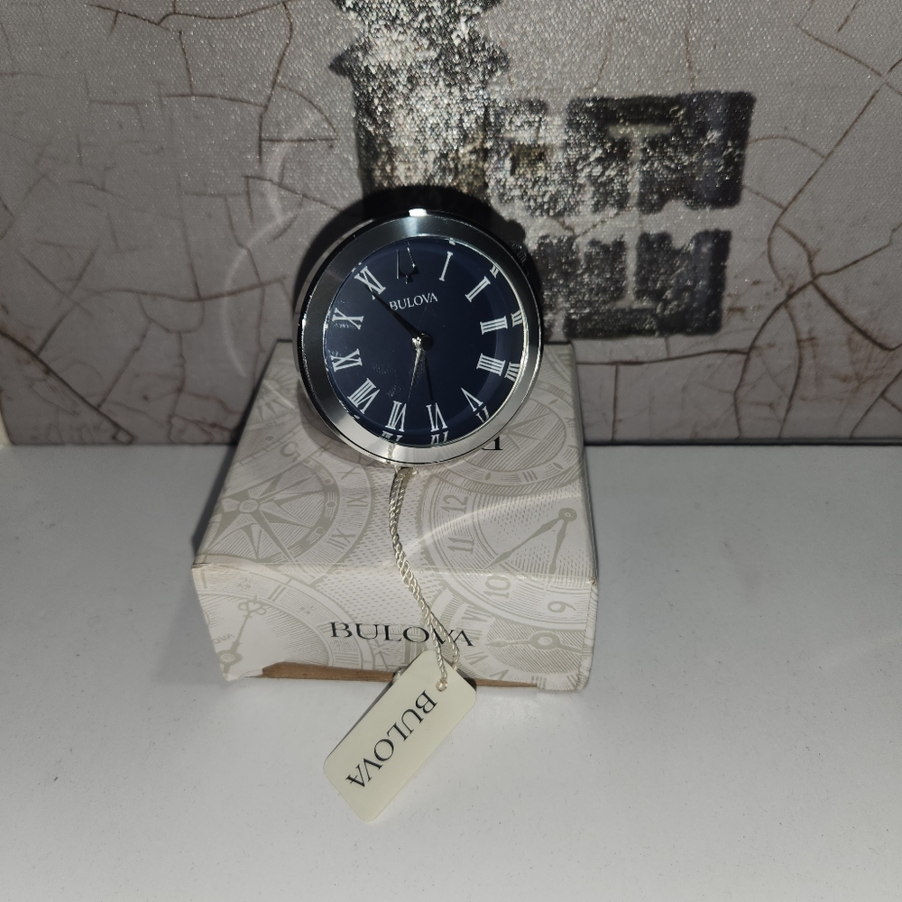 Authentic BULOVA Special Silver Timekeeping/ Desktop Clock